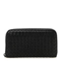 Nappa Intrecciato Zip Around Wallet Black
