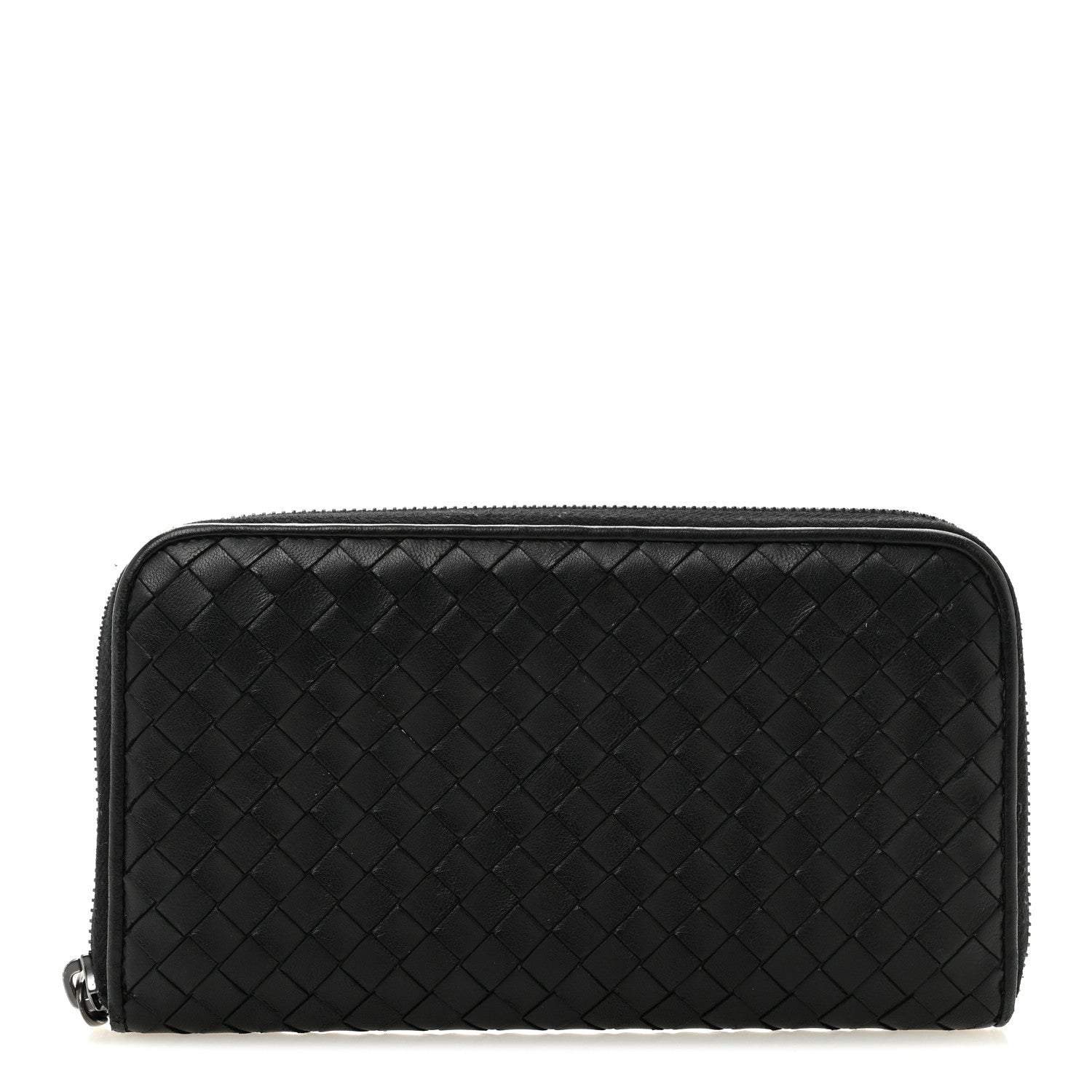 Nappa Intrecciato Zip Around Wallet Black