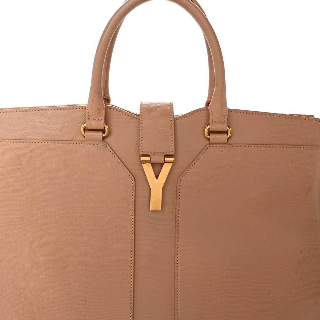 Textured Calfskin Large Cabas ChYc Beige