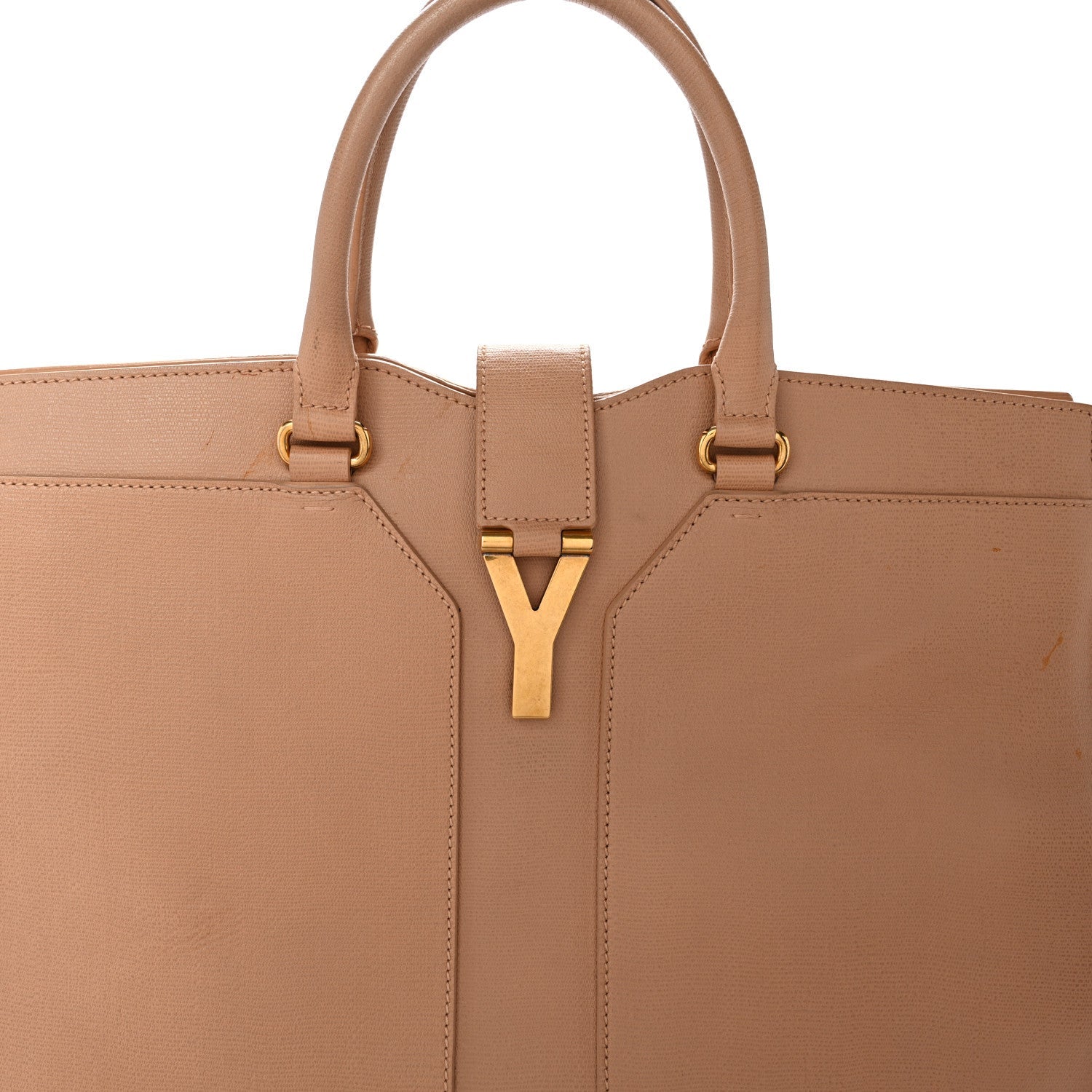 Textured Calfskin Large Cabas ChYc Beige