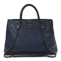 Grained Vegetal Calfskin Urban Shopping Tote Blue