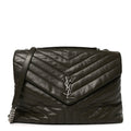 Calfskin Y Quilted Monogram Large Loulou Chain Satchel Kaki Fonce