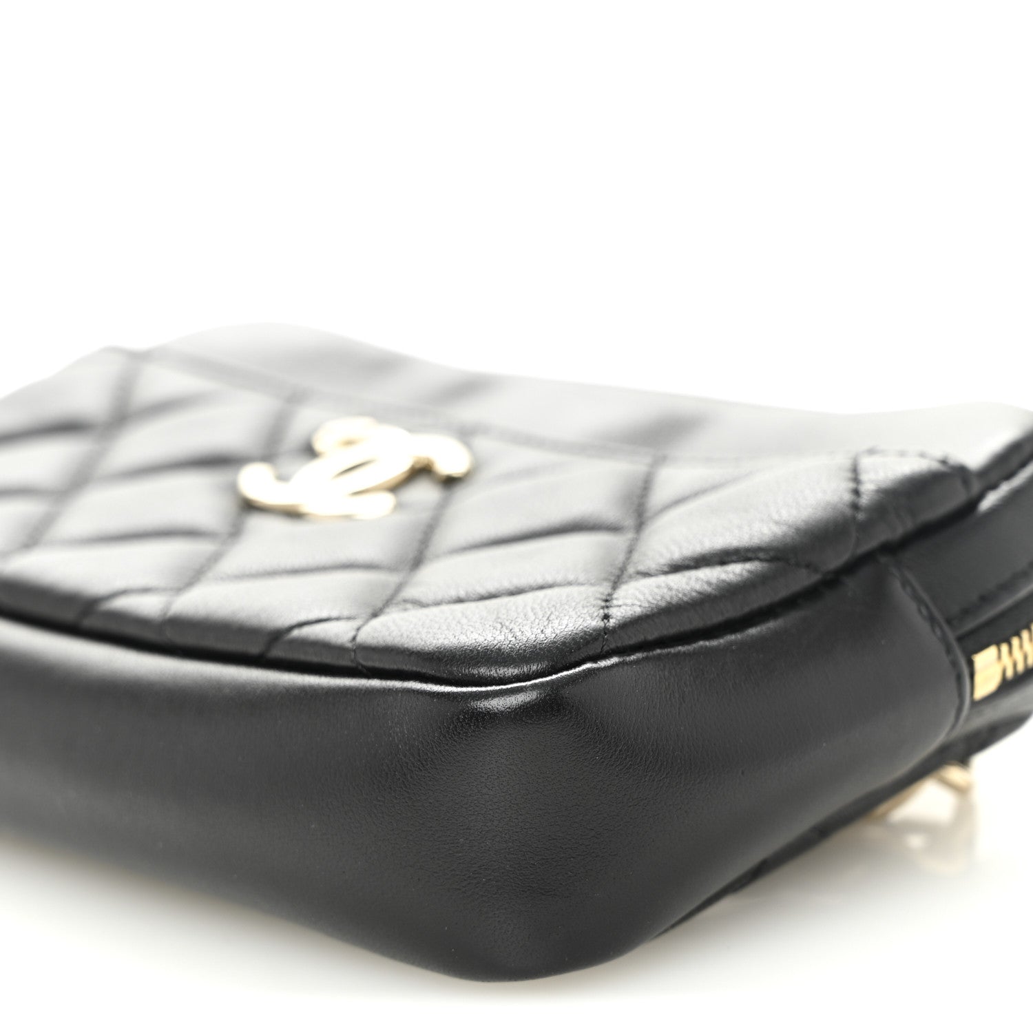 Lambskin Quilted Waist Bag Black