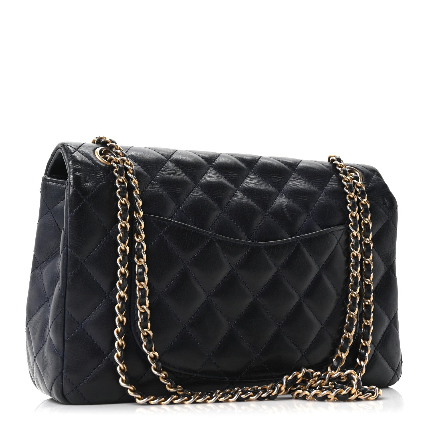 Calfskin Quilted Rock The Corner Flap Navy