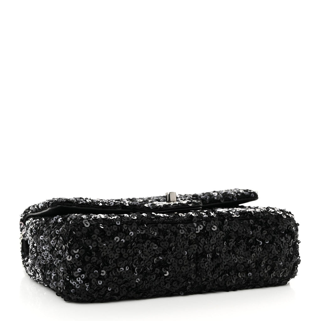 Shaded Sequins Mini Flap Black