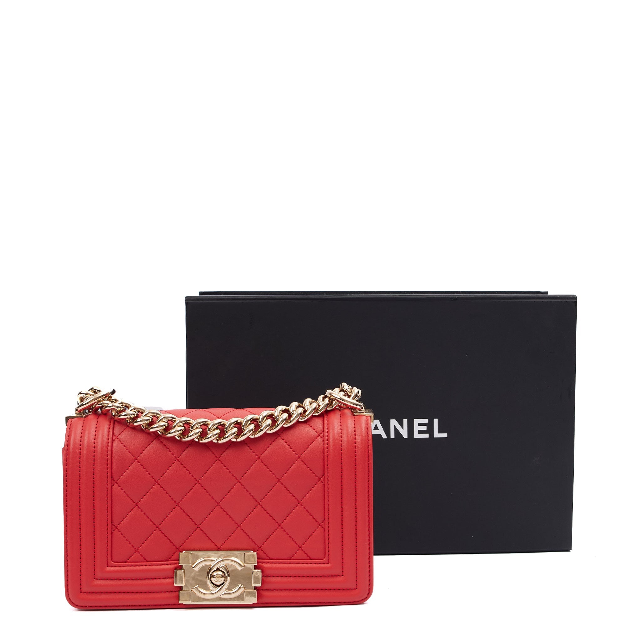 Chanel Cross Body Boy - Small in Red, Leather