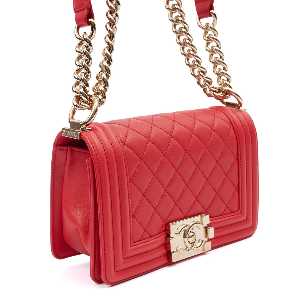 Chanel Cross Body Boy - Small in Red, Leather