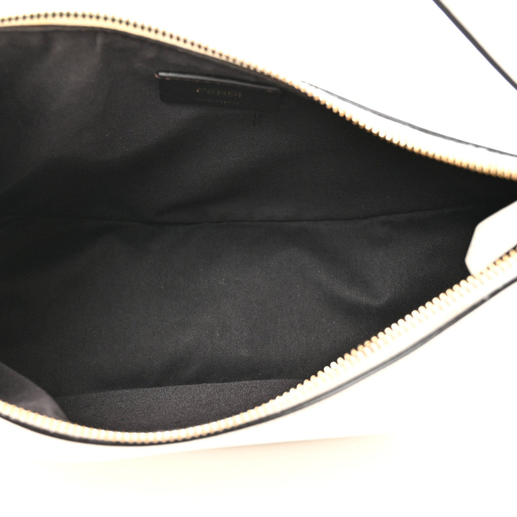 Vitello Grace Matte Small Fendigraphy Hobo Bag White Ice