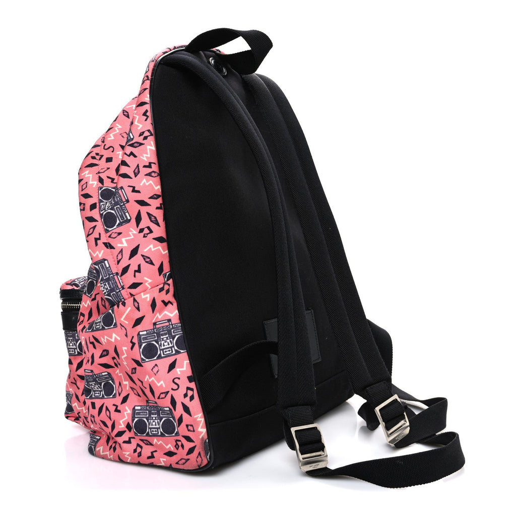 Canvas Radio Print City Backpack Pink