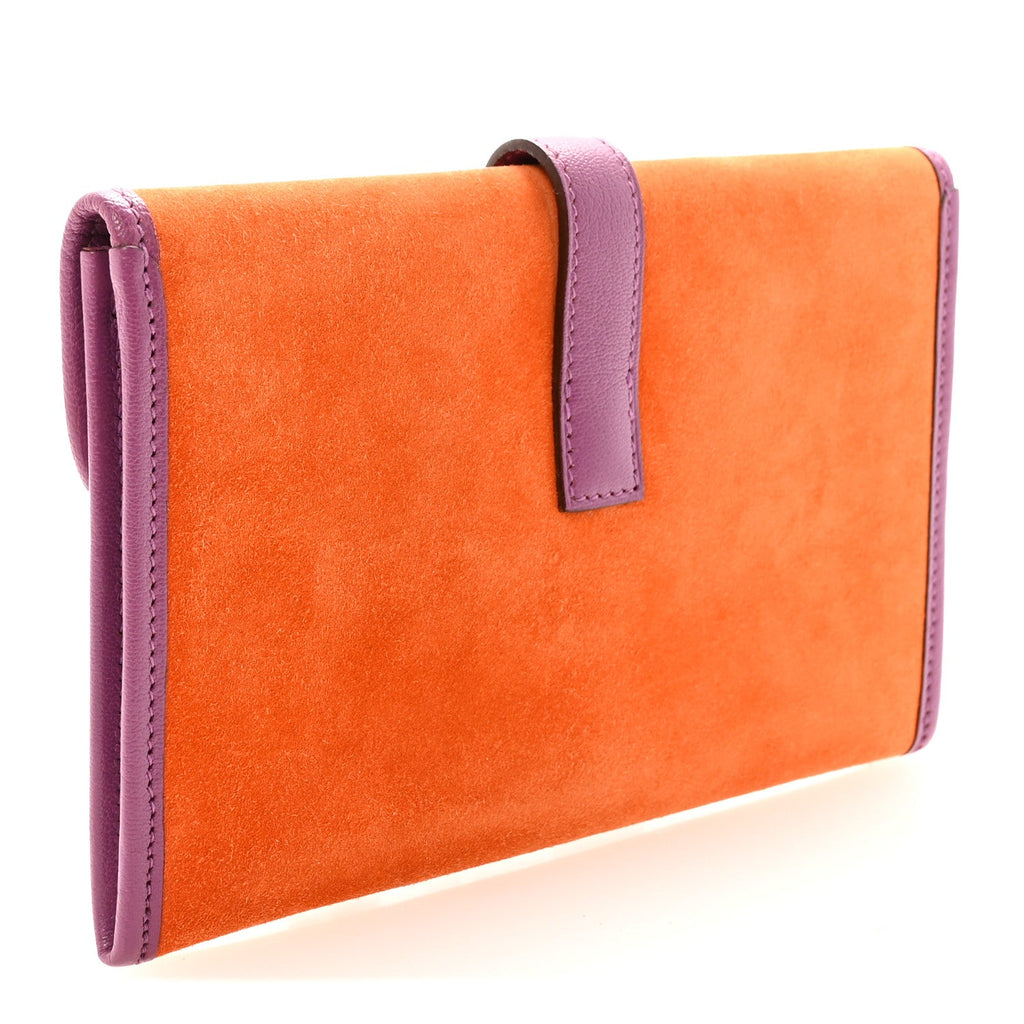 Veau Doblis Suede Chevre Mysore Mini 20 Jige Clutch Orange Cyclamen