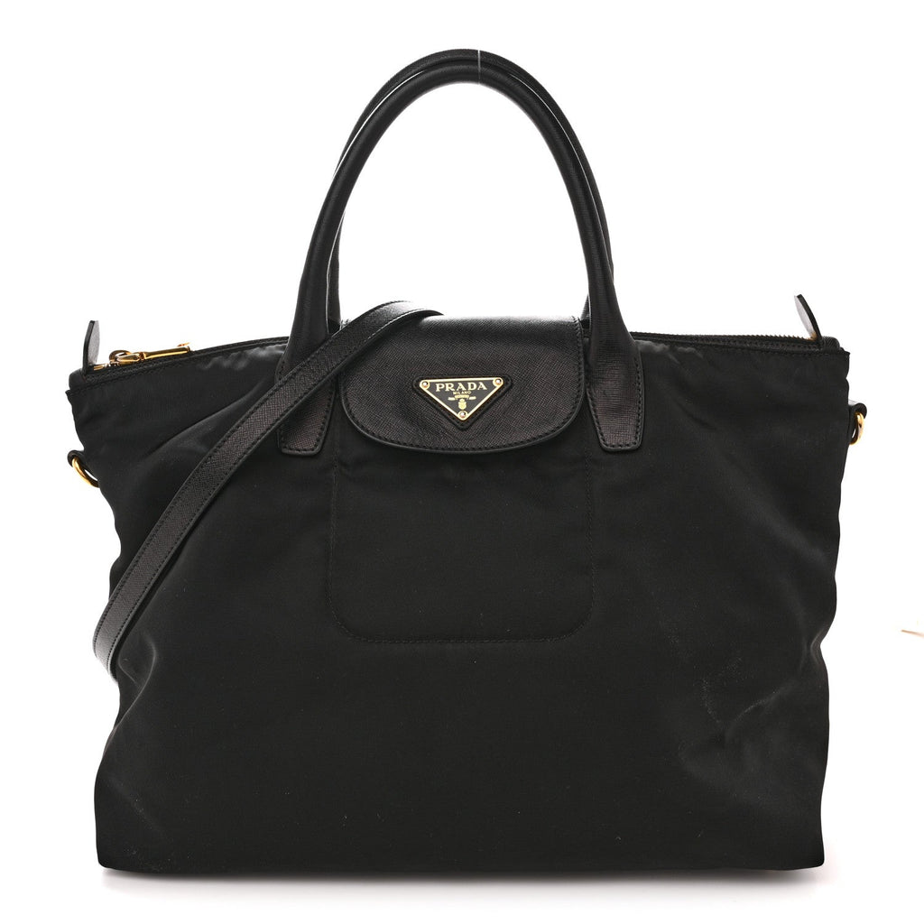 Tessuto Nylon Saffiano Tote Black