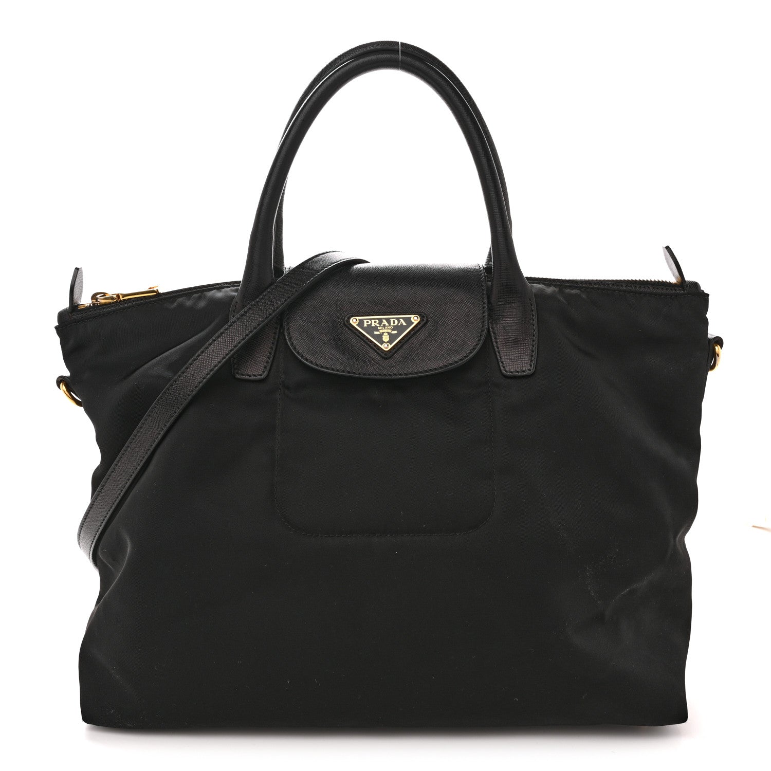 Tessuto Nylon Saffiano Tote Black