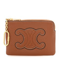 Smooth Calfskin Cuir Triomphe Coin and  Pouch With Hook Tan