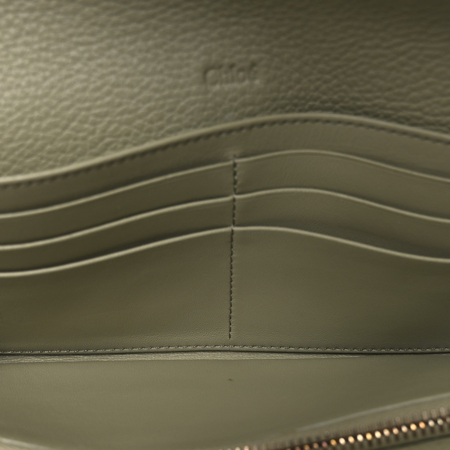 Calfskin Alphabet Long Wallet Sage