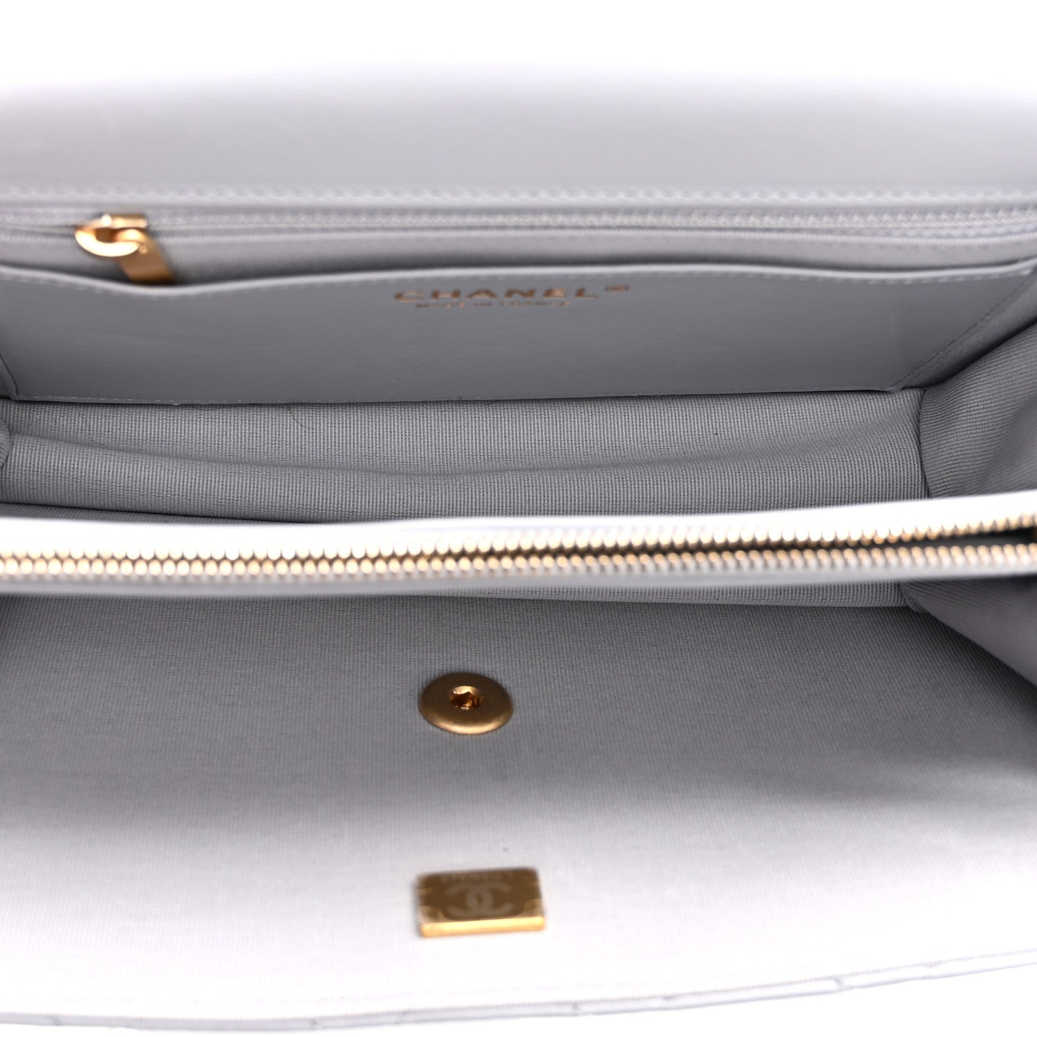 Caflskin Quilted Dual Handle Chain Flap Bag Grey