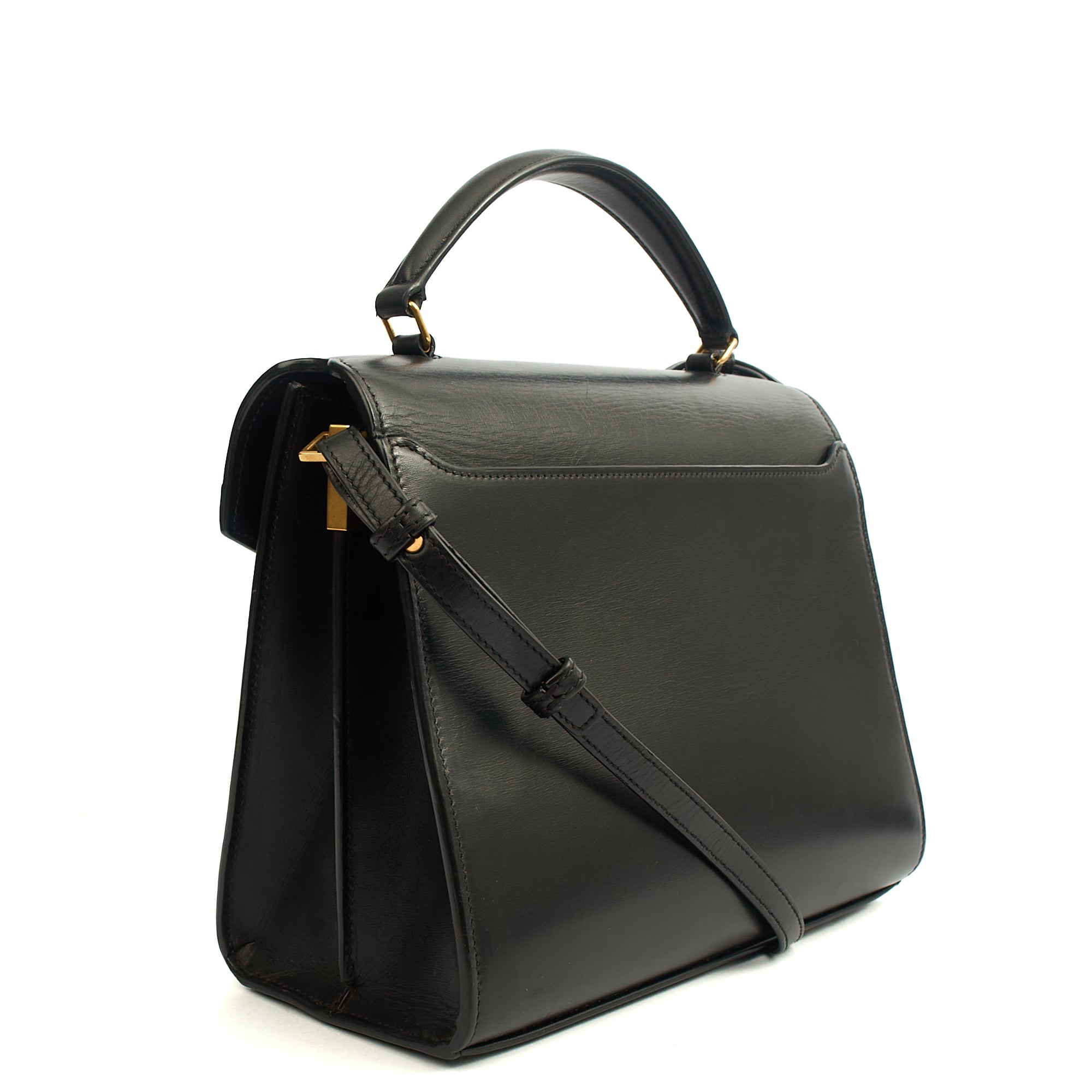 Saint Laurent Top Handle Cassandra Top Handle - Medium in Black, Leather