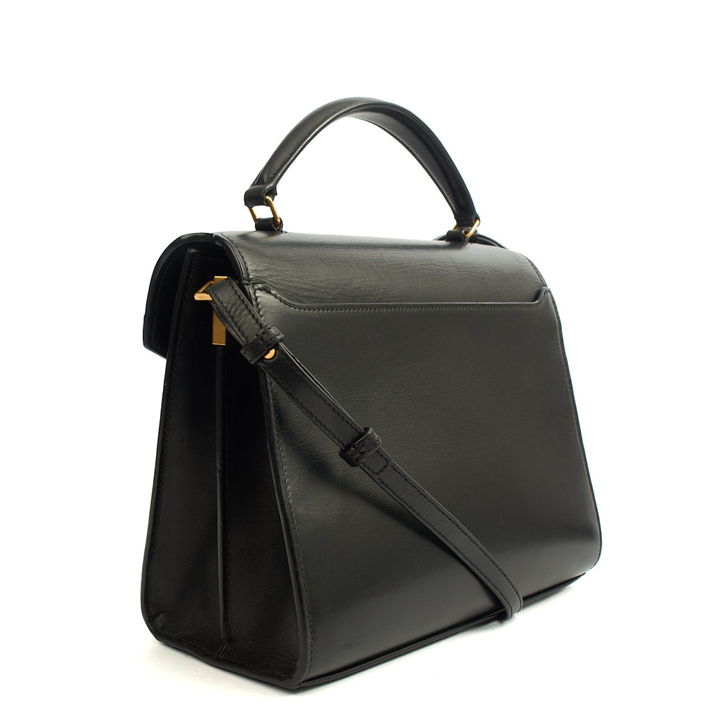 Saint Laurent Top Handle Cassandra Top Handle - Medium in Black, Leather