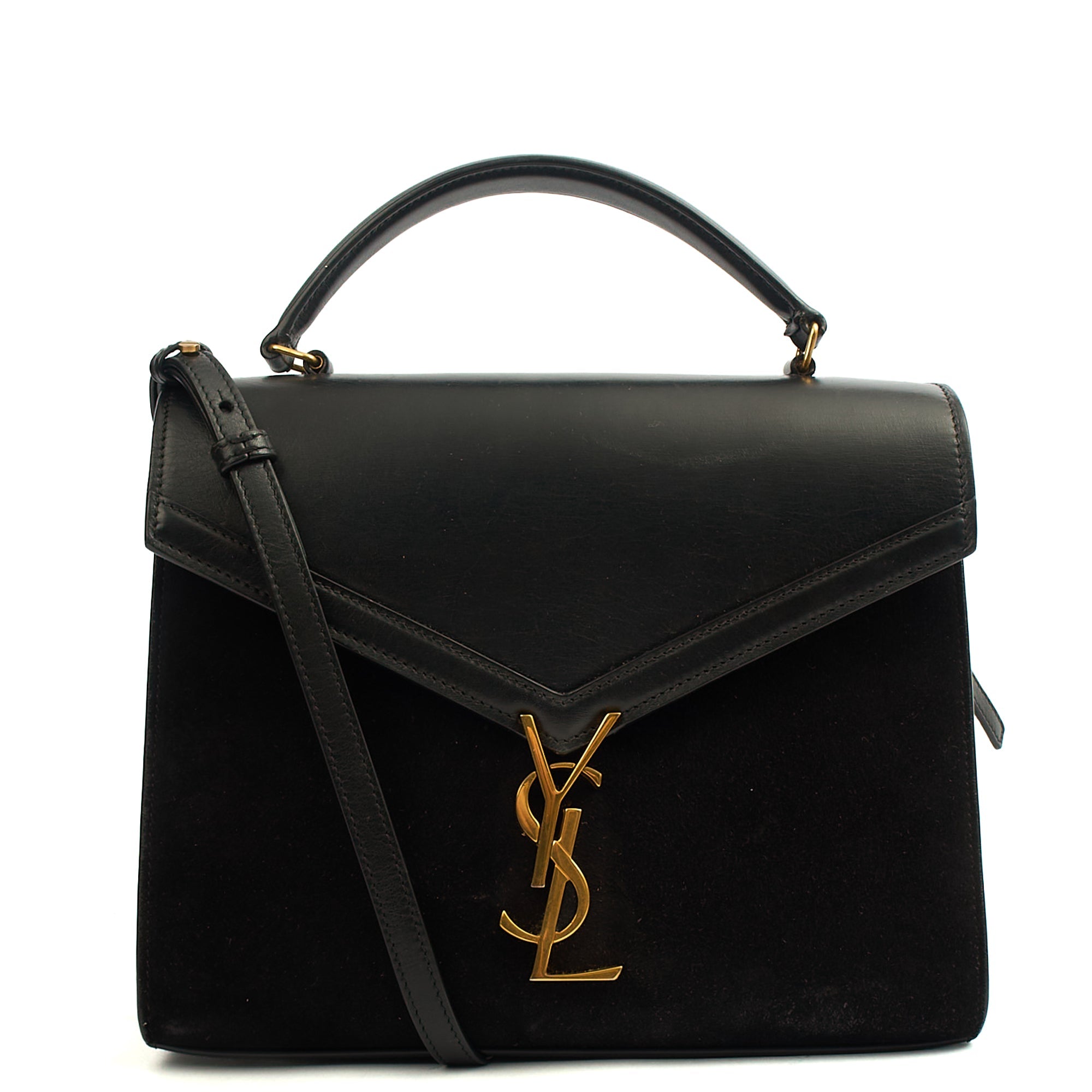 Saint Laurent Top Handle Cassandra Top Handle - Medium in Black, Leather