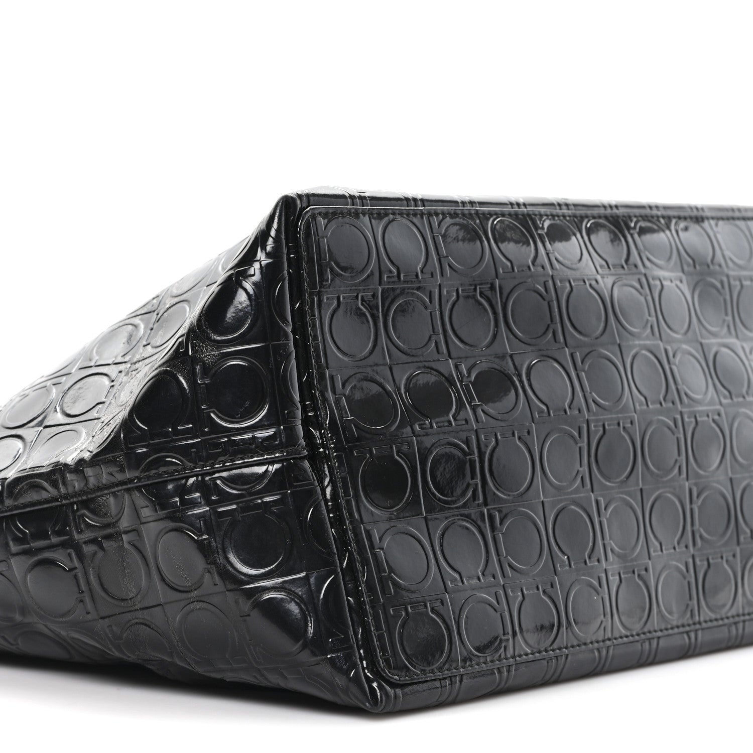 Patent Gancini Embossed Tote Black