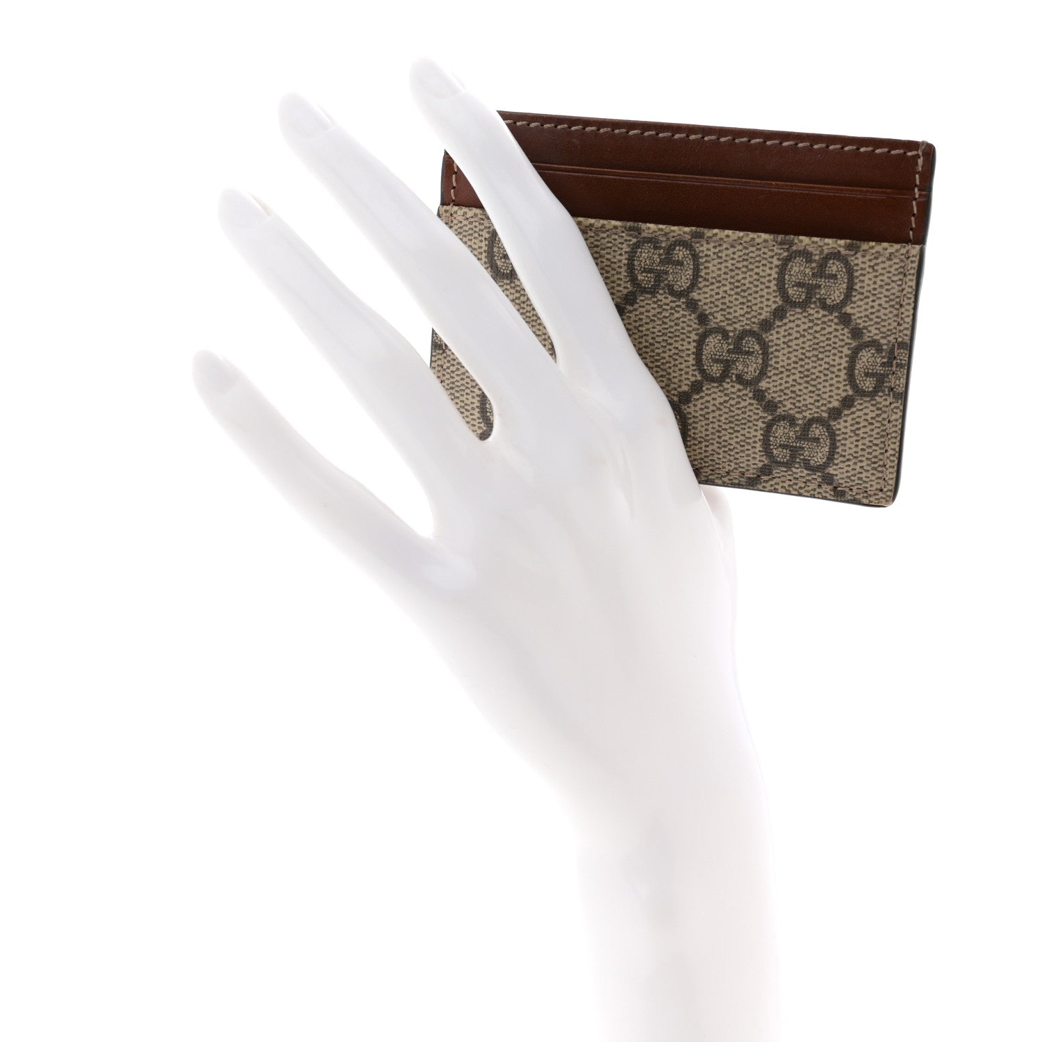 GG Supreme Monogram Calfskin  Holder Beige Ebony Cuir
