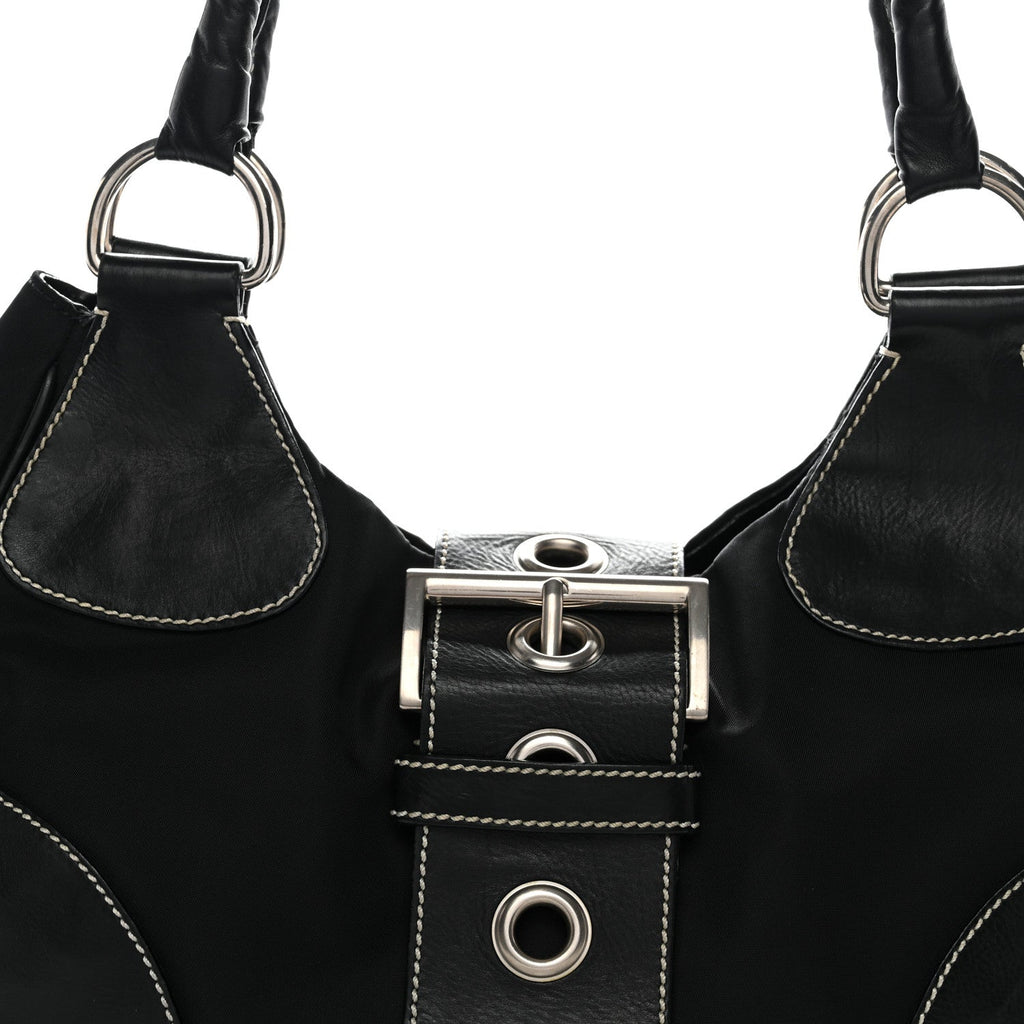 Tessuto Nylon Moon Shoulder Bag Black