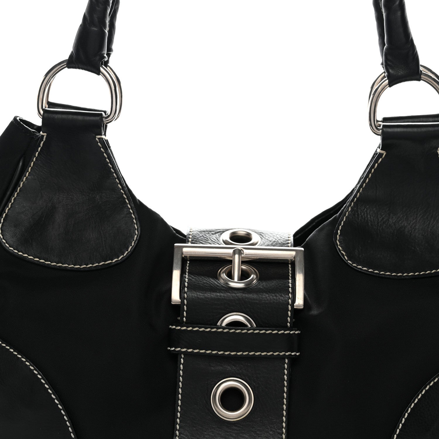 Tessuto Nylon Moon Shoulder Bag Black