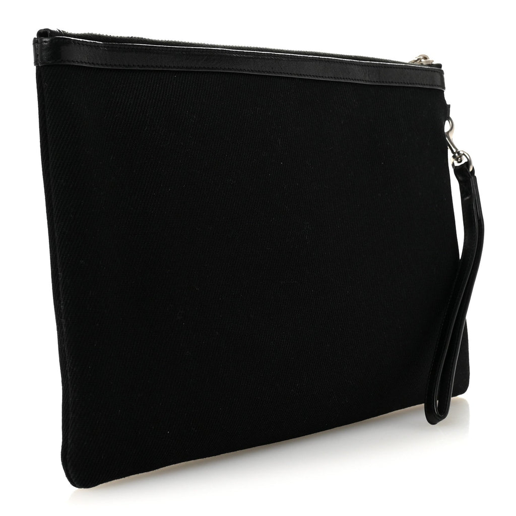Linen Canvas Rive Gauche Zipped Pouch Black