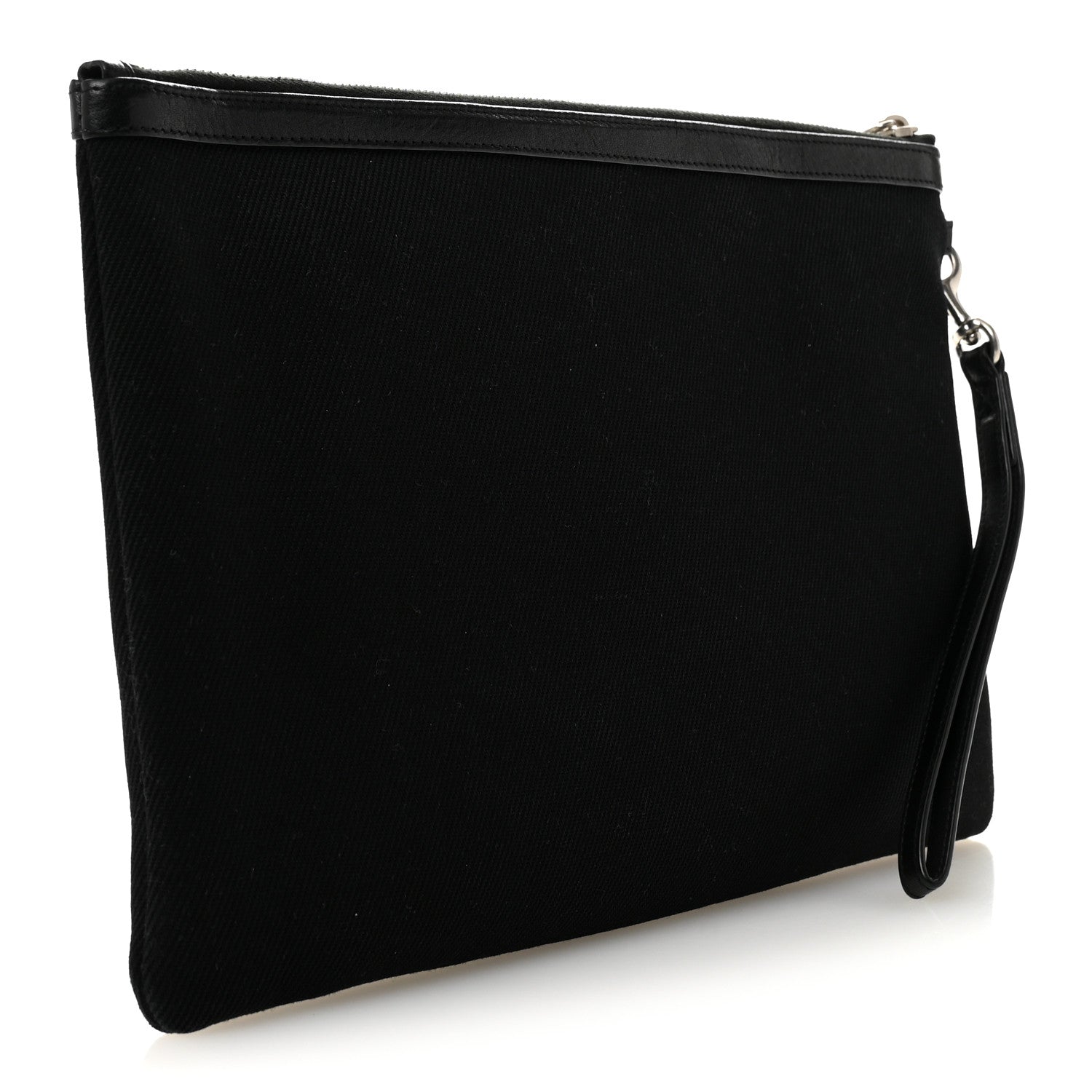 Linen Canvas Rive Gauche Zipped Pouch Black