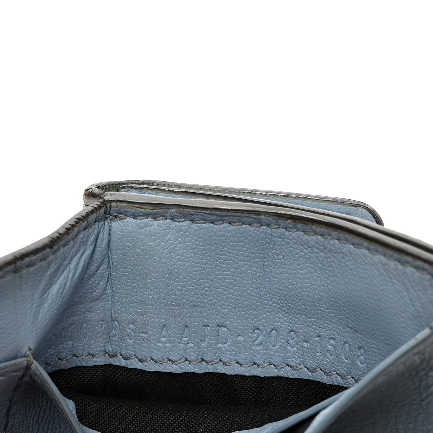 Nappa Matisse FF Diagonal Embossed Micro Tri-Fold Wallet Azzurro Polvere