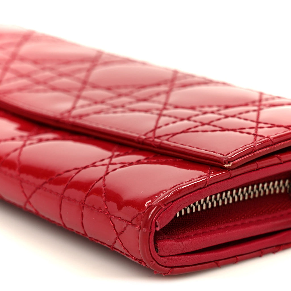 Patent Cannage Lady Dior Rendezvous Wallet On Chain Red