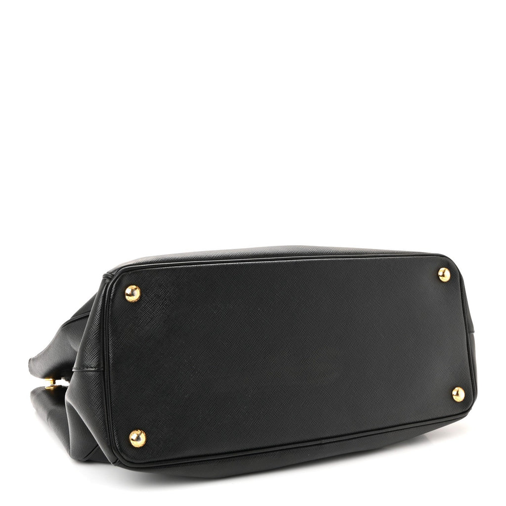 Saffiano Lux Large Galleria Double Zip Tote Black