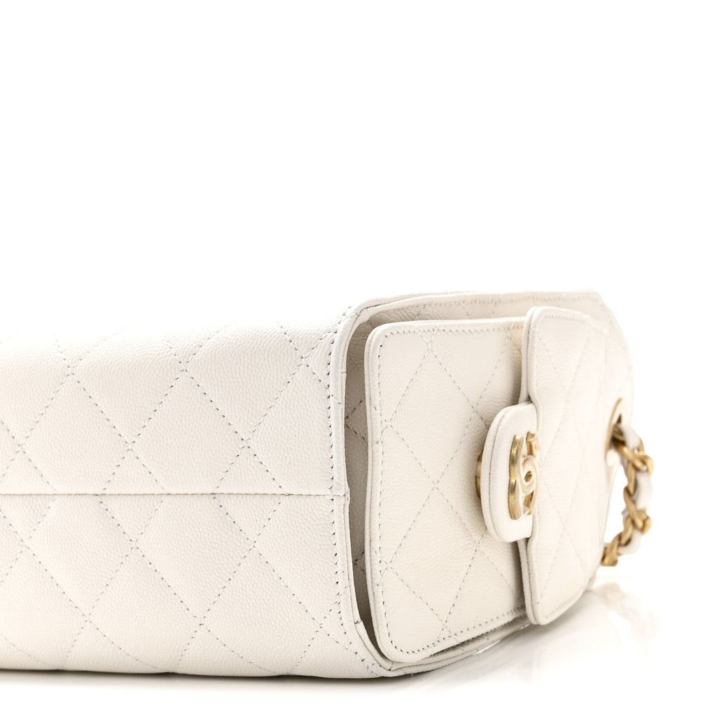 Caviar Quilted Mini Chanel 25 Handbag White