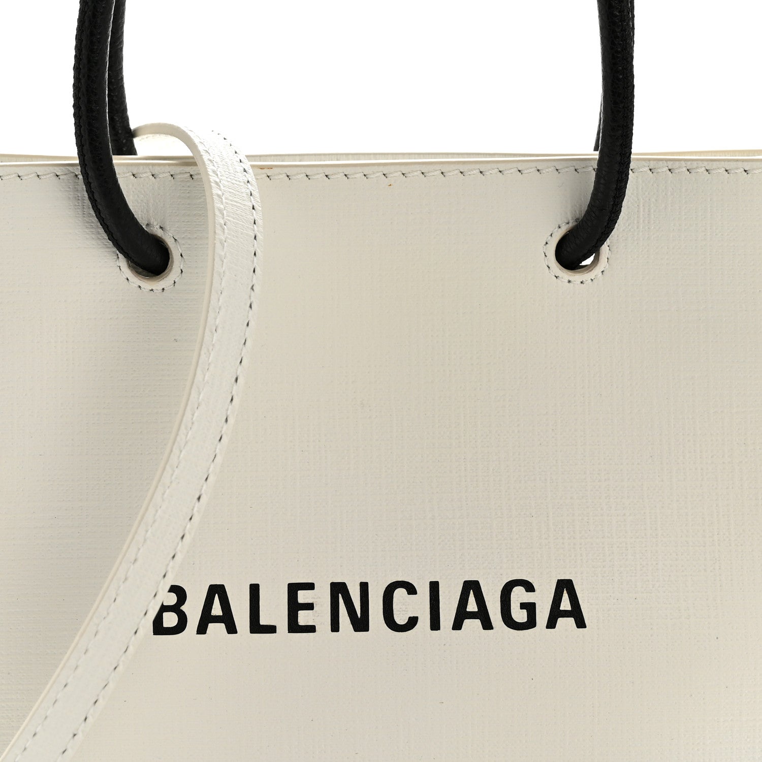 Squared Calfskin Logo North South Shopper Tote XXS White