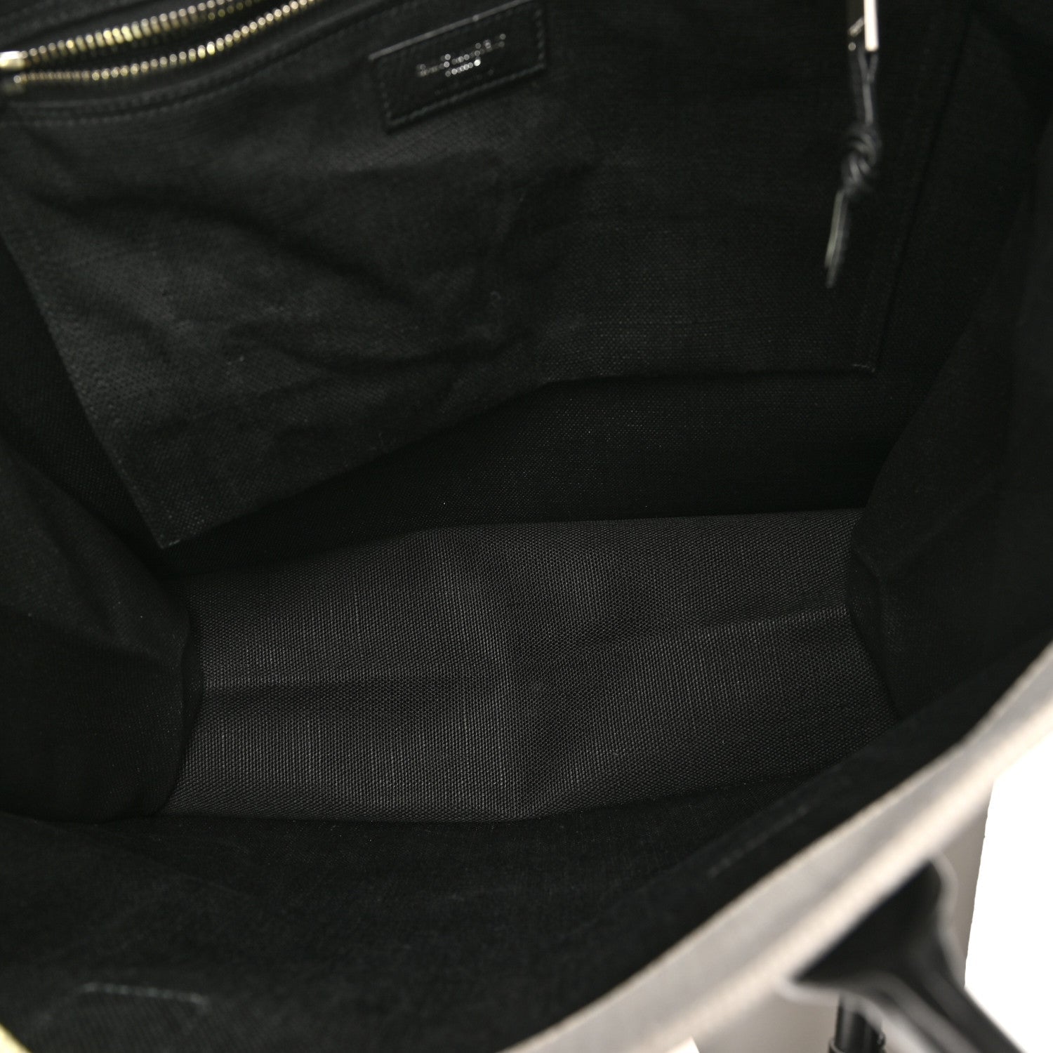Linen Calfskin Rive Gauche North South Tote White Black