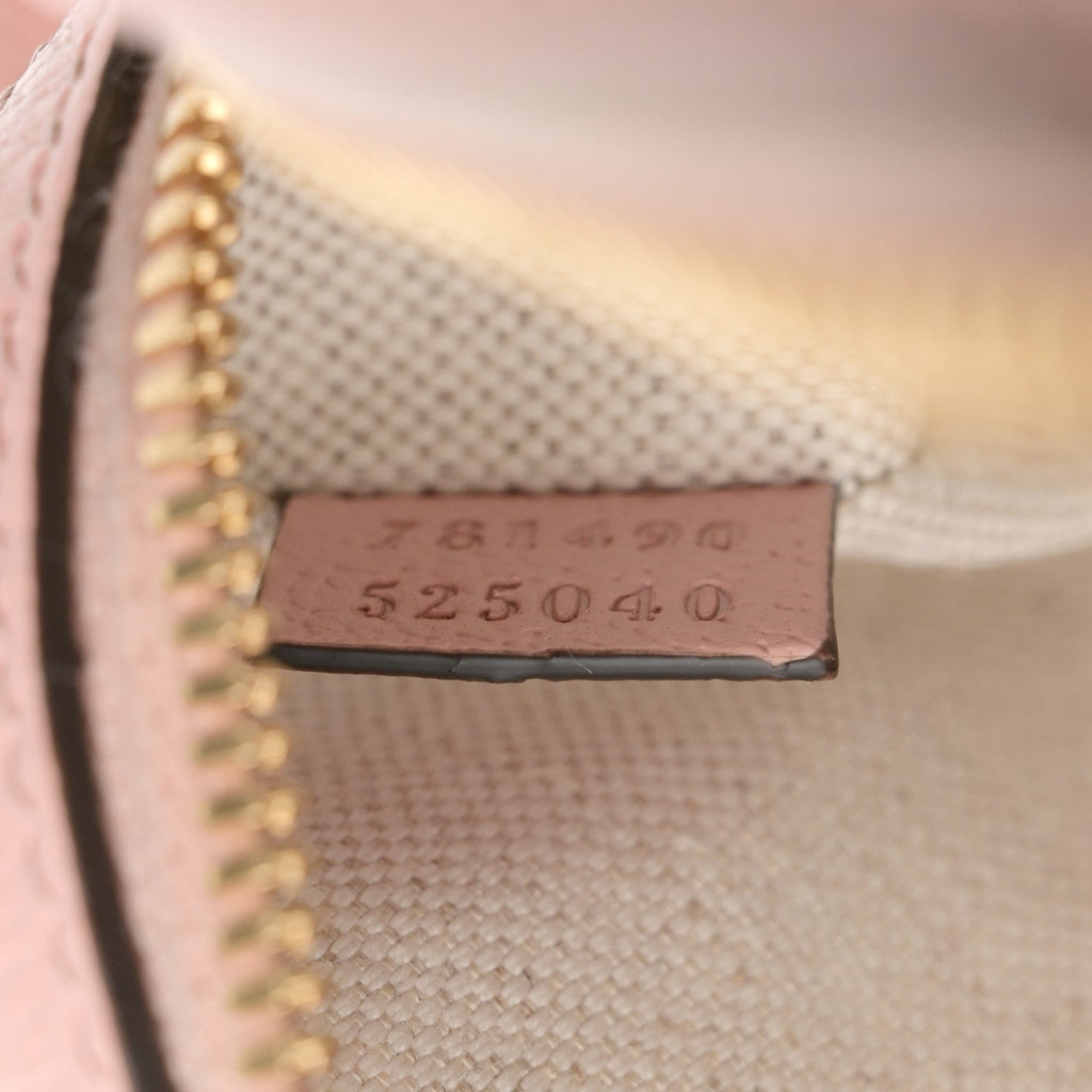 GG Supreme Monogram Textured Dollar Calfskin Web Super Mini Ophidia Top Handle Bowler Bag Rose Pink