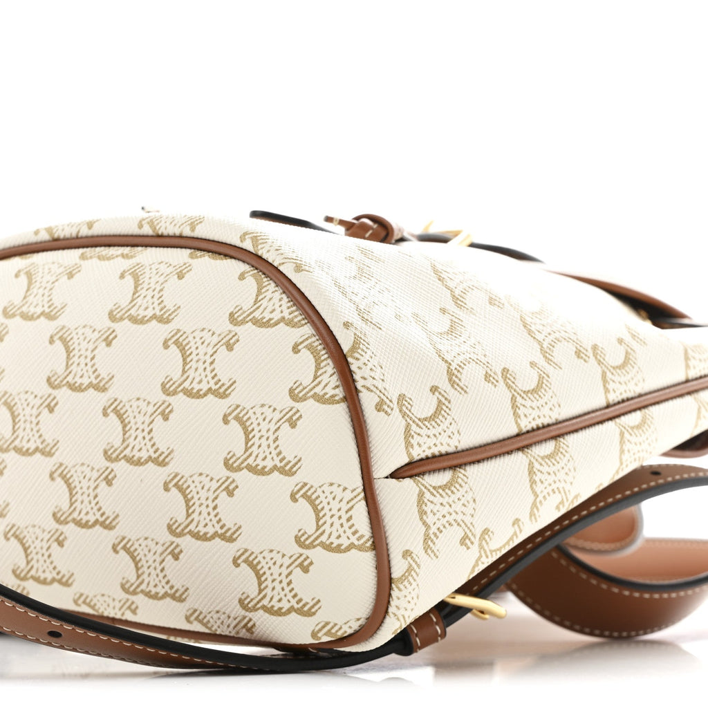 Triomphe Canvas Calfskin Mini Folco Backpack White