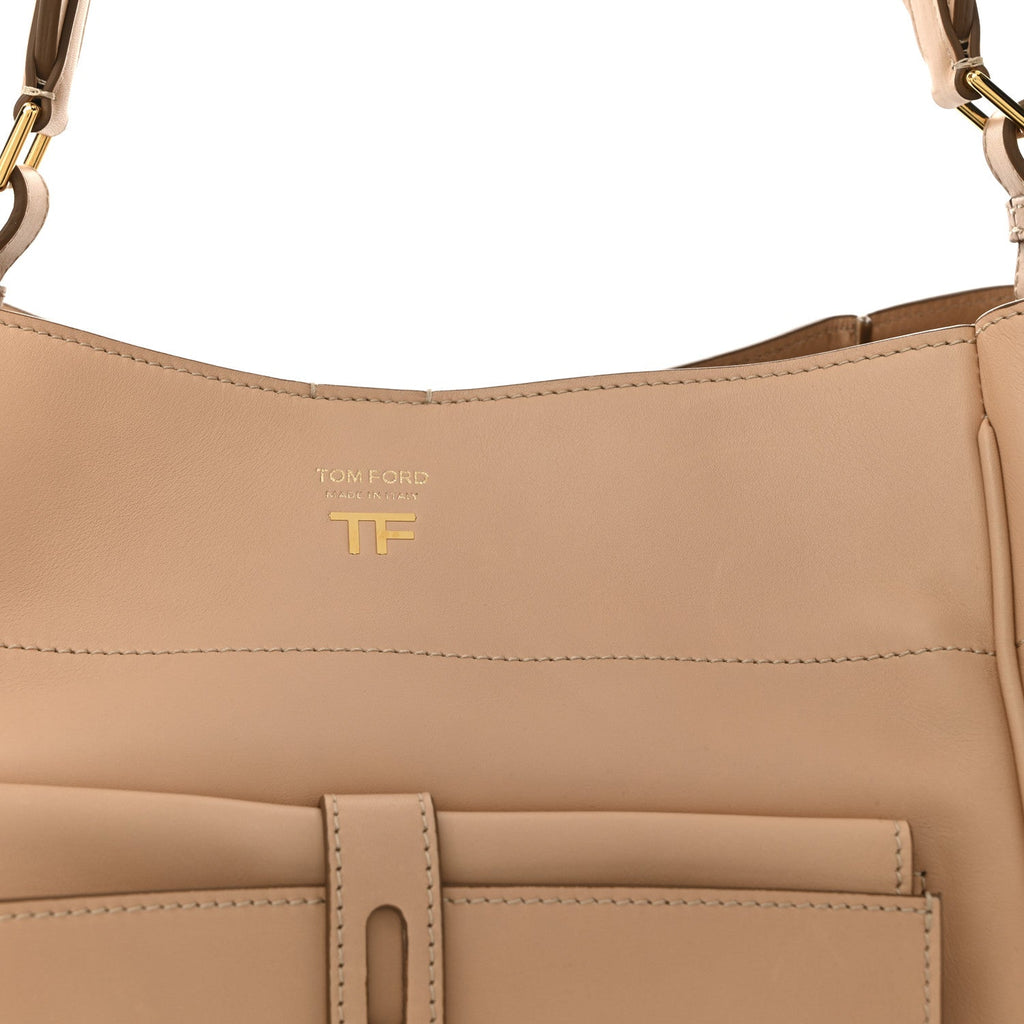 Calfskin Hollywood T Twist Tote Oat