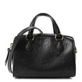Calfskin Jumbo GG Embossed Super Mini Top Handle Bowler Bag Black