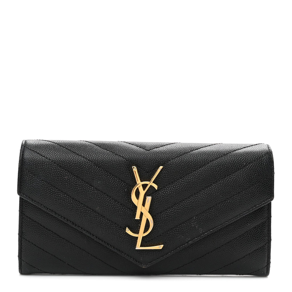 Grain De Poudre Matelasse Chevron Monogram Flap Wallet Black