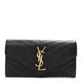 Grain De Poudre Matelasse Chevron Monogram Flap Wallet Black