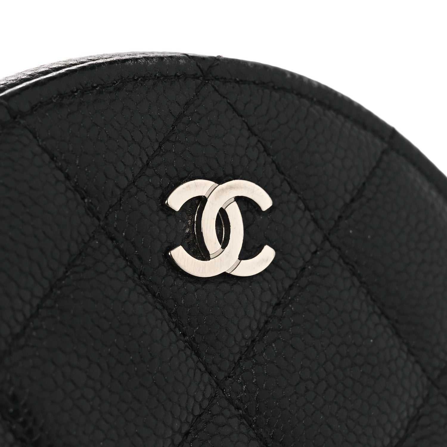 Caviar Quilted Round Clutch With Chain Black