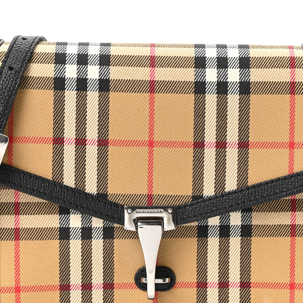 Grainy Calfskin Vintage Check Small Macken Crossbody Bag Black