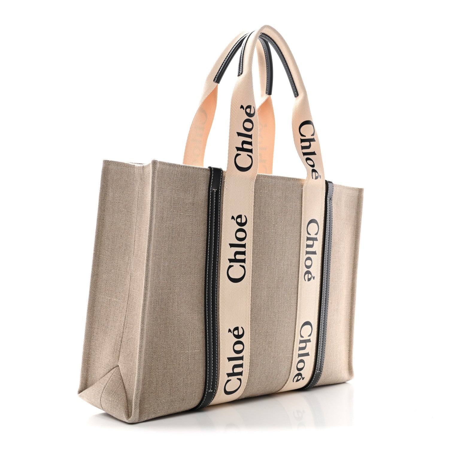 Cotton Calfskin Large Woody Ribbon Tote White Blue