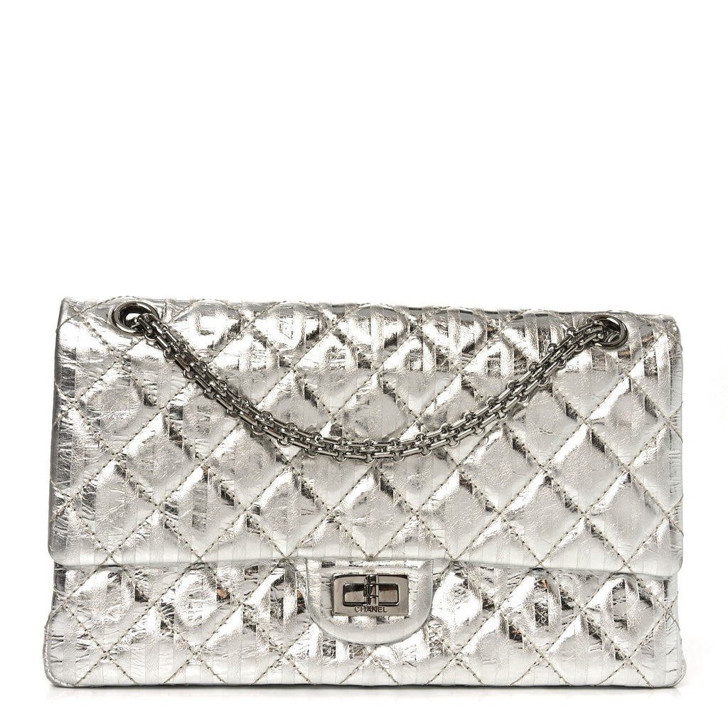 Metallic Calfskin Striped 2.55 Reissue 226 Silver
