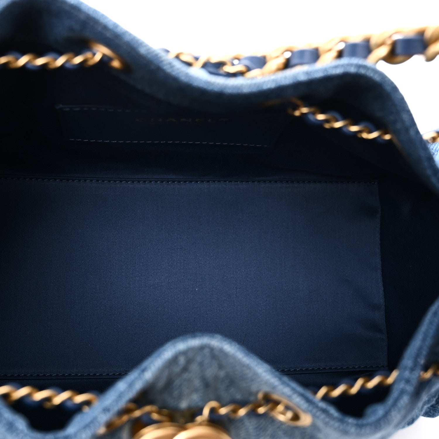 Washed Denim Quilted Small Chanel 25 Handbag Blue