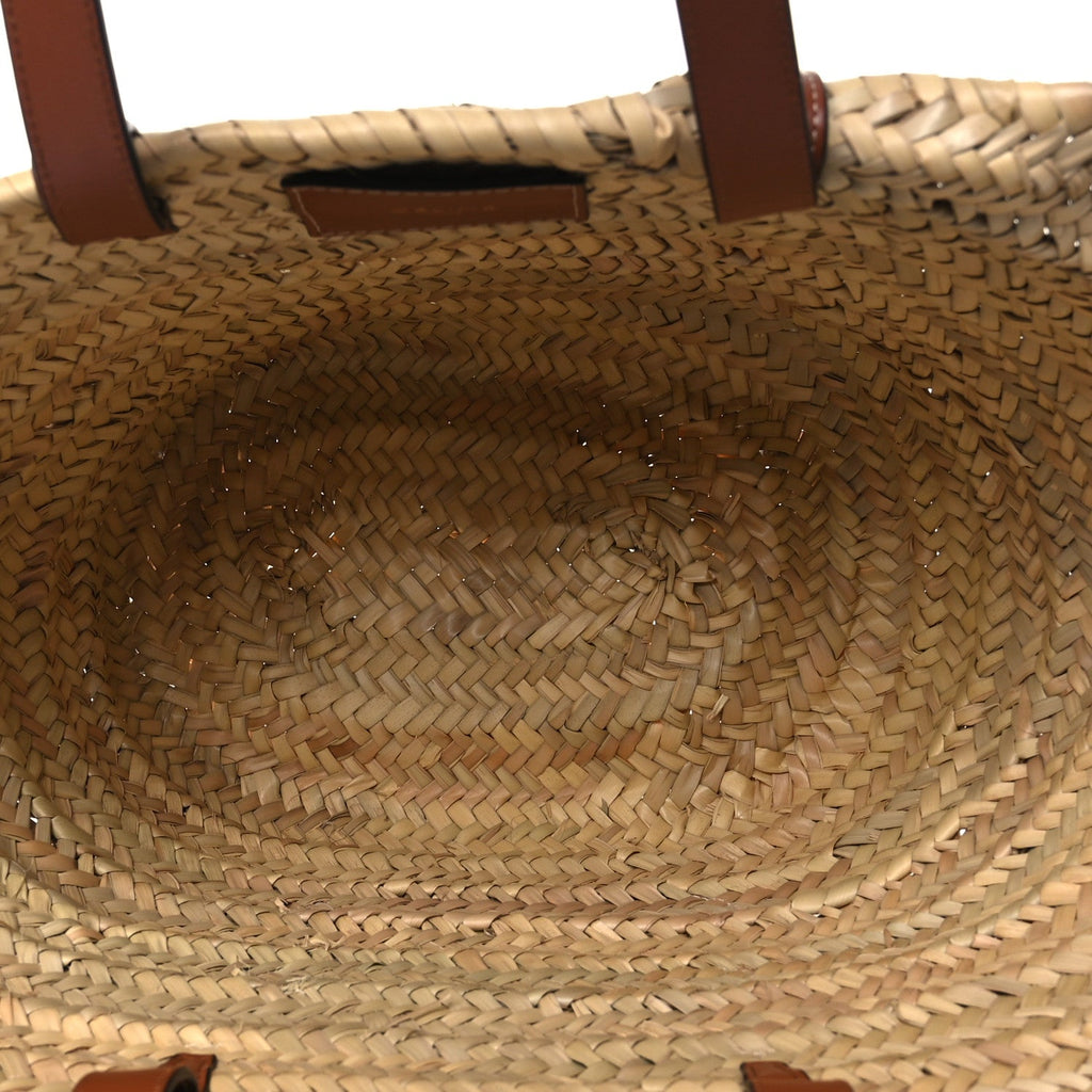 Raffia Calfskin Triomphe Medium Panier Tan