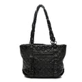 Distressed Lambskin Vintage Ligne Lady Braid Tote Black