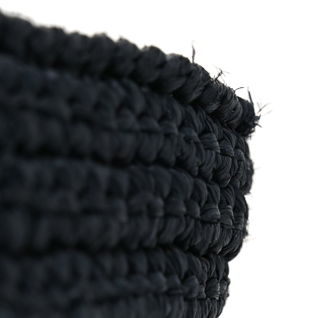 Straw Raffia Tote Black
