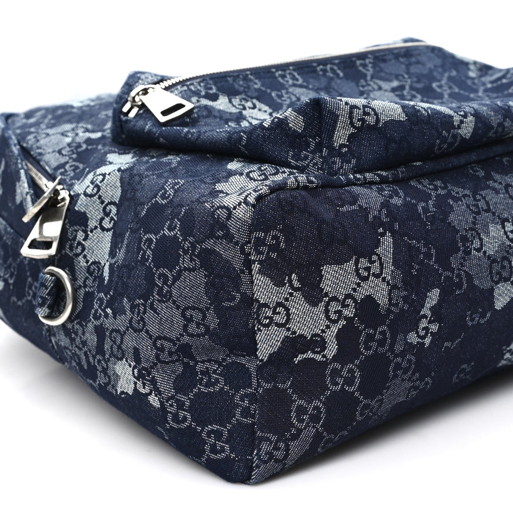 Denim Monogram Camouflage Large Backpack Blue