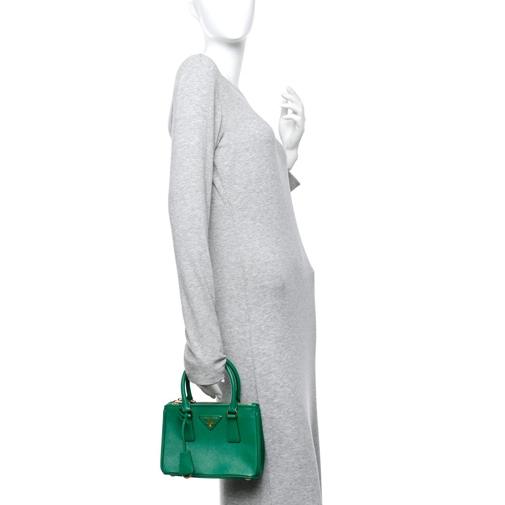 Saffiano Lux Mini Galleria Double Zip Tote Mango